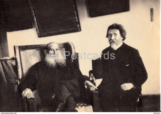 Russian Writer Leo Tolstoy - With Ilya Repin in Yasnaya Polyana 1908 - 1970 - Russia USSR - unused - JH Postcards