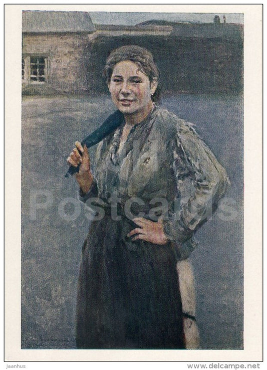painting by N. Kasatkin - Miner Woman , 1894 - worker - Russian Art - 1963 - Russia USSR - unused - JH Postcards