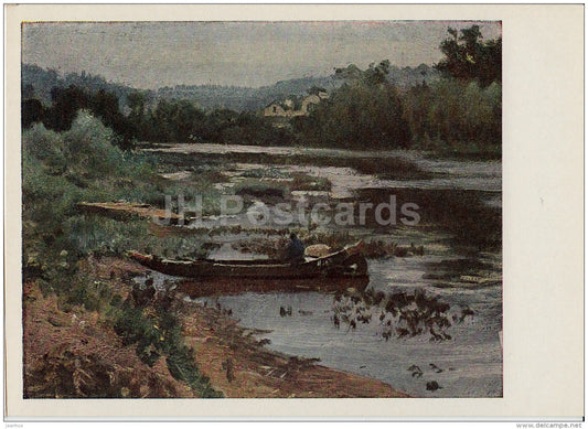 painting  by I. Repin - Landscape with Boat , 1875 - Russian art - 1966 - Russia USSR - unused - JH Postcards