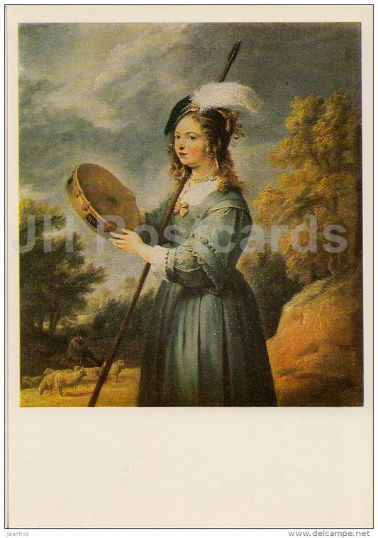 painting by David Teniers the Younger - Shepherdess - woman - Flemish art - 1977 - Russia USSR - unused - JH Postcards
