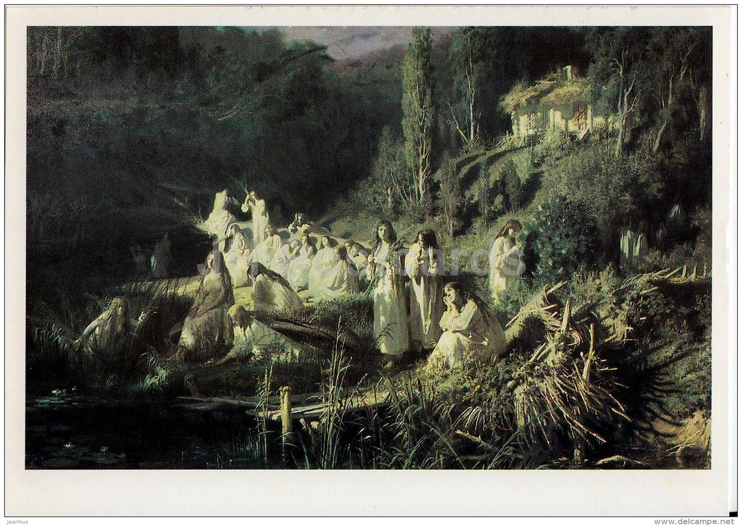 painting by I. Kramskoy - Mermaid , 1871 - Russian art - 1990 - Russia USSR - unused - JH Postcards