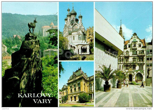 Kamzik - sculpture - Orthodox church - Spa I - Gagarin - Karlovy Vary - Karlsbad - Czech - Czechoslovakia - unused - JH Postcards