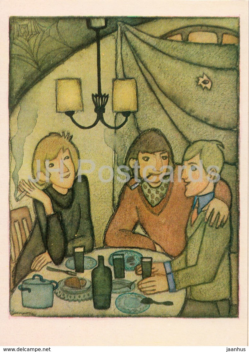 Karlsson-on-the-Roof by Astrid Lindgren - swindlers - illustration by N. Poplavskaya - 1976 - Russia USSR - unused - JH Postcards