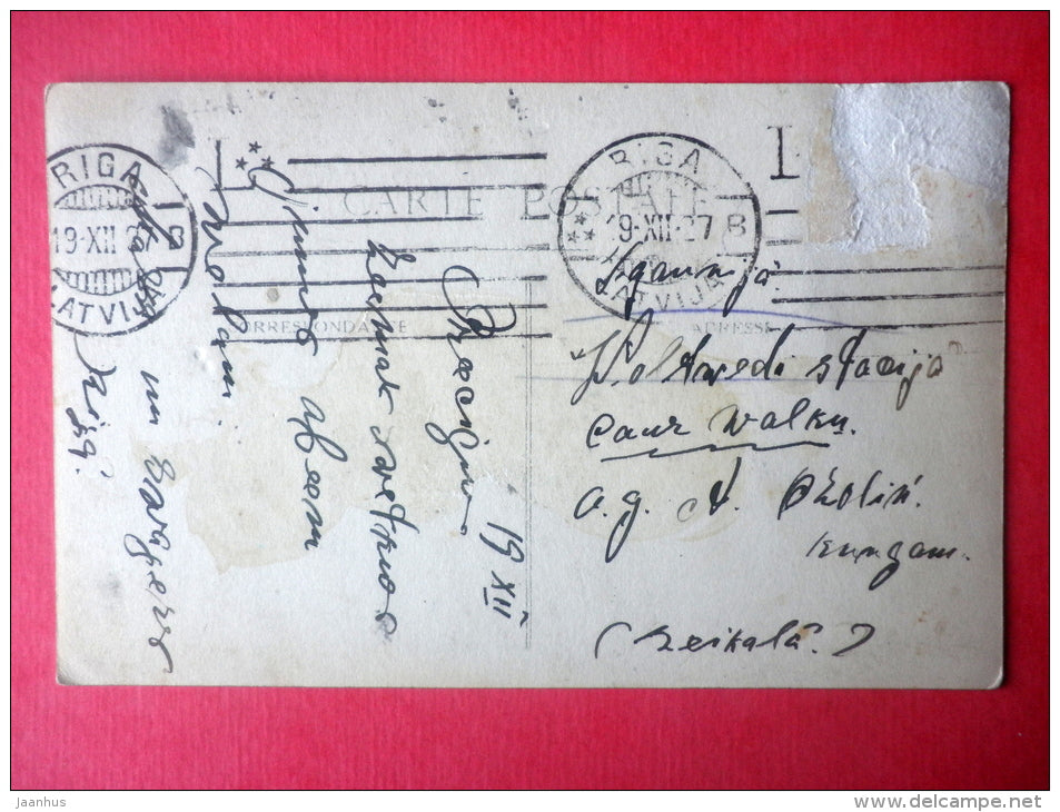 christmas greeting card - children - flowers - poem - P.S.R. - circulated in Latvia Riga 1927 - JH Postcards