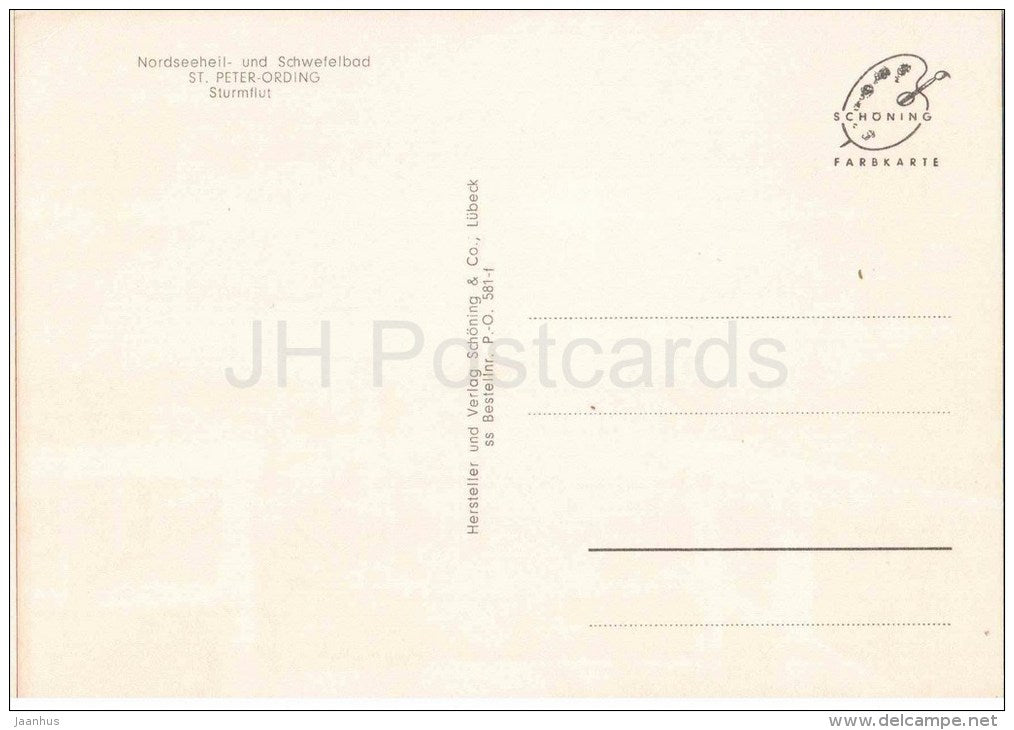 St. Peter Ording - Nordeseeheil- und Schwefelbad - Sturmflut - Germany - nicht gelaufen - JH Postcards