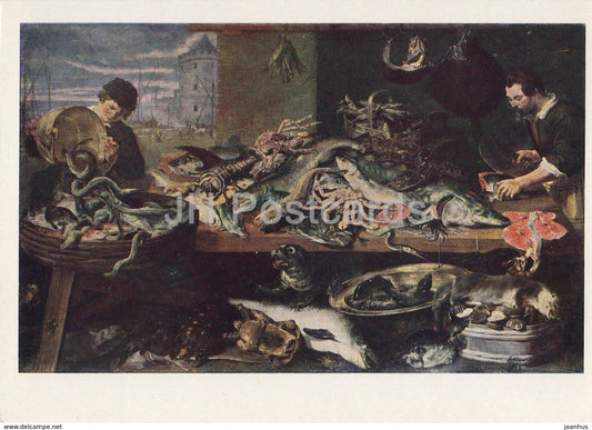 painting by Frans Snyders - Fish Shop - Flemish art - 1961 - Russia USSR - unused - JH Postcards