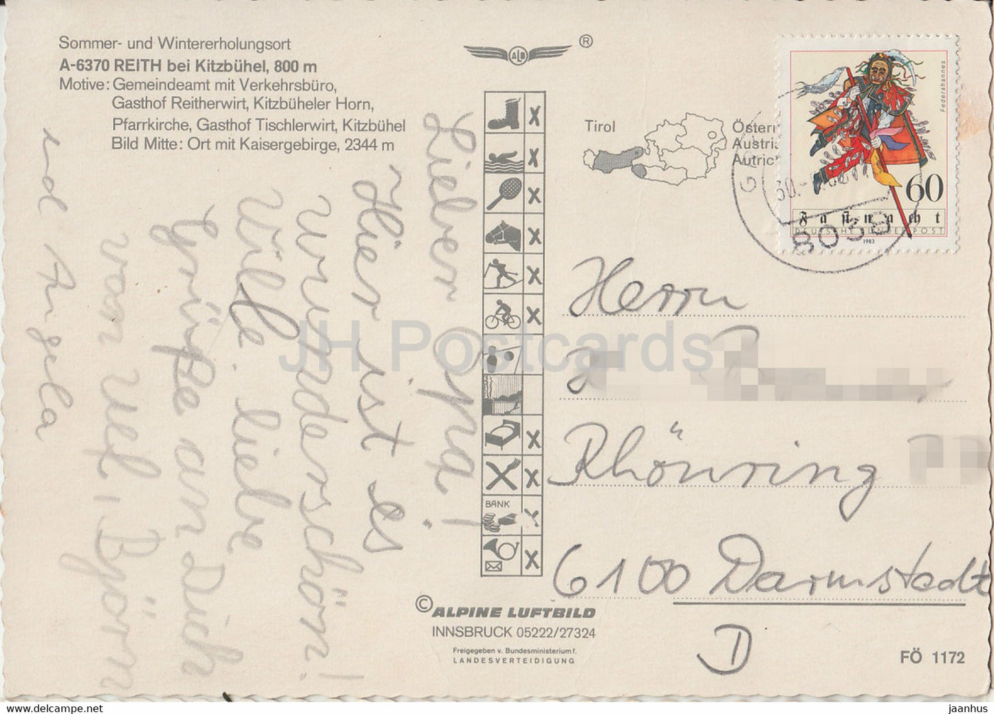 Grusse aus Reith bei Kitzbühel - Gemeindeamt - Verkehrsbüro - Gasthof Reitherwirt - Kitzbüheler Horn - Österreich - gebraucht