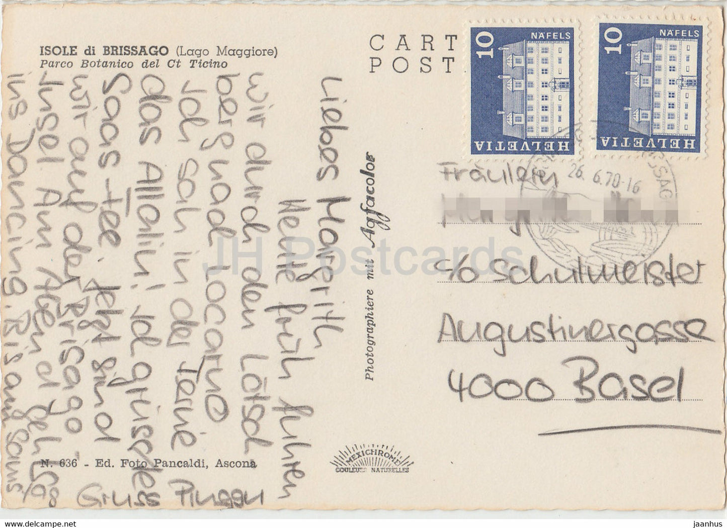 Isole di Brissago - Lago Maggiore - Parco Botanico del Ct Ticino - 636 - 1970 - Suisse - occasion
