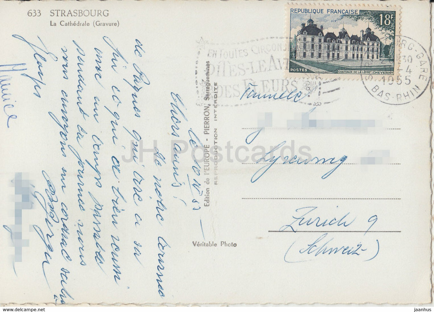 Strasbourg - La Cathedrale - Gravure - cathrdral - old postcard - 1955 - France - used