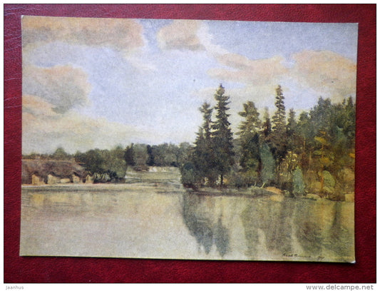 Painting by Karl Burman - lake Nikerjärv in Aegviidu - estonian art - unused - JH Postcards