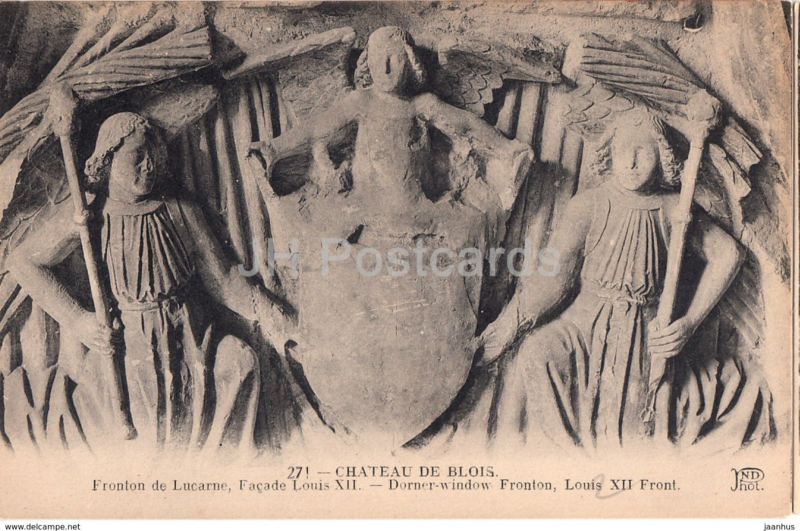 Chateau de Blois - Fronton de Lucarne Facade Louis XII - castle - old postcard - France - unused