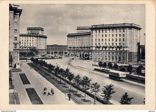 Leningrad - St. Petersburg - Komsomol Square - bus - 1963 - Russia USSR - unused - JH Postcards