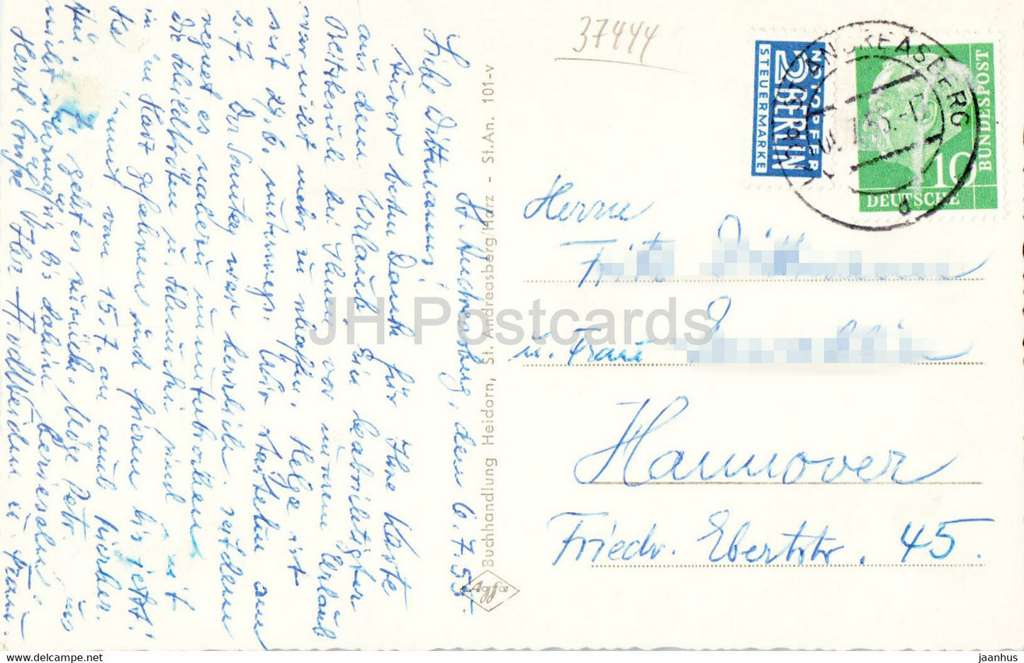 St Andreasberg - Eisensteinsberg - Zahnradbahn - old postcard - 1955 - Germany - used