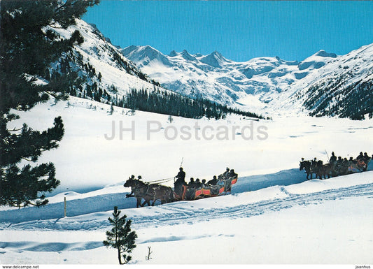Schlittenfahrt im Rosegtal mit Sellagruppe - horse sledge - 609 - 1983 - Switzerland - used - JH Postcards