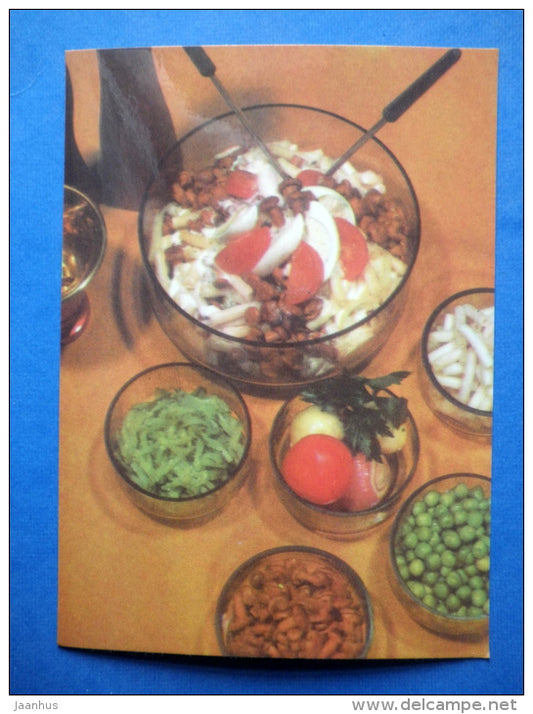 Mushroom and macaroni salad - cold dishes - recepies - 1976 - Estonia USSR - unused - JH Postcards
