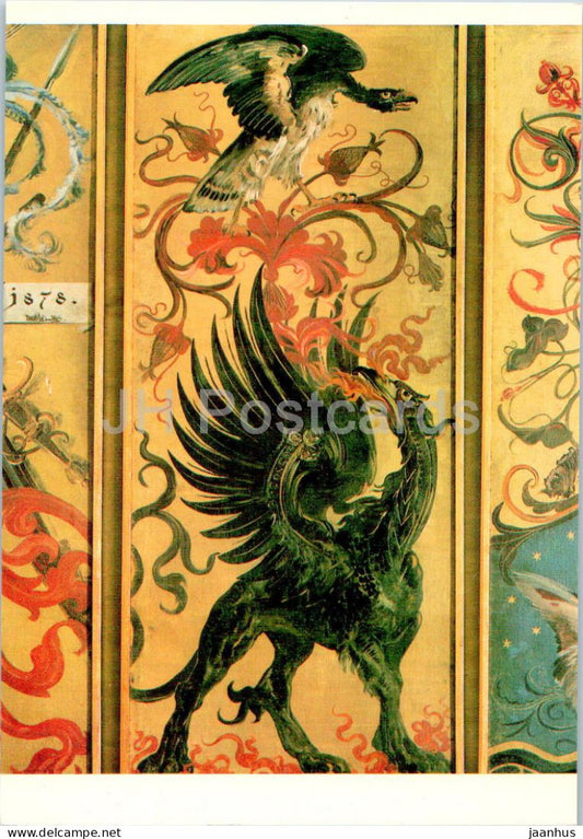 painting by Mikolas Ales - Fire - From a screen - Czech art - Czech Republic - Czechoslovakia - unused - JH Postcards