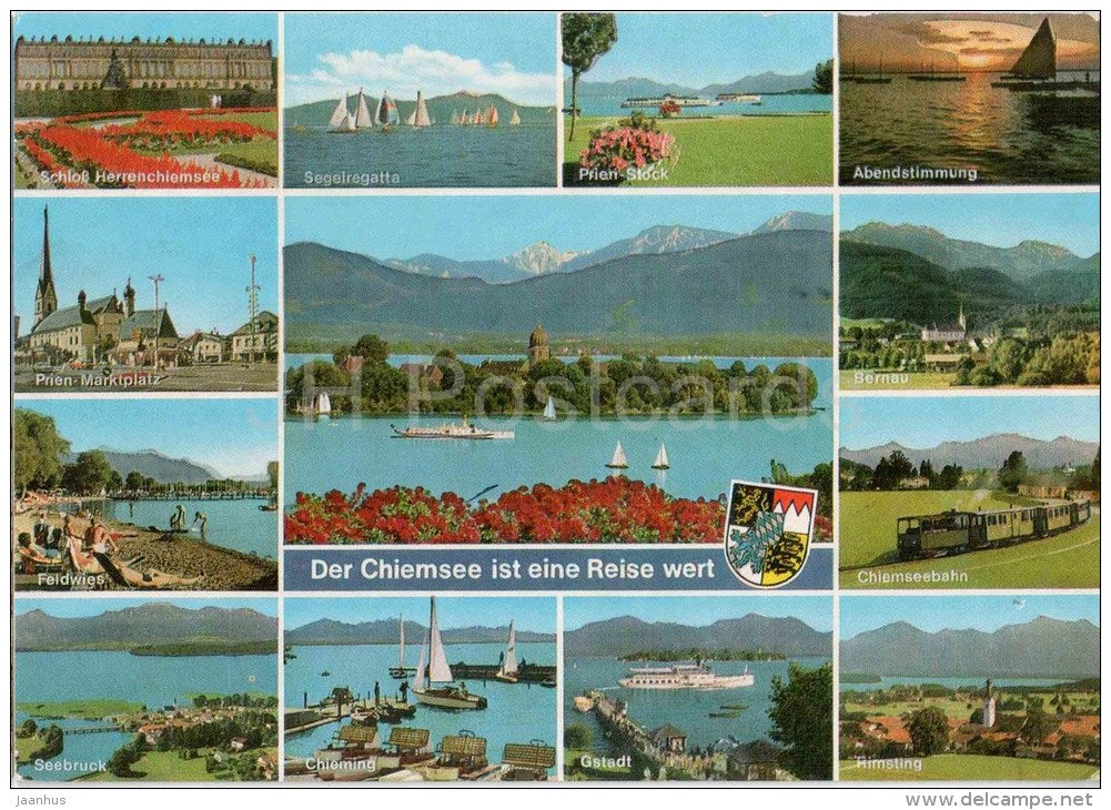 Der Chiemsee ist eine Reise wert - Segelregatta - Feldwies - Seebruck - Bernau - Germany - 1988 gelaufen - JH Postcards