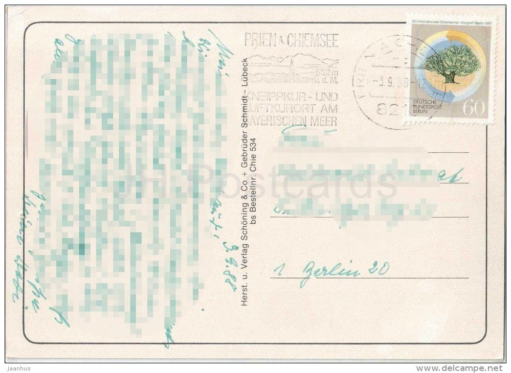 Der Chiemsee ist eine Reise wert - Segelregatta - Feldwies - Seebruck - Bernau - Germany - 1988 gelaufen - JH Postcards