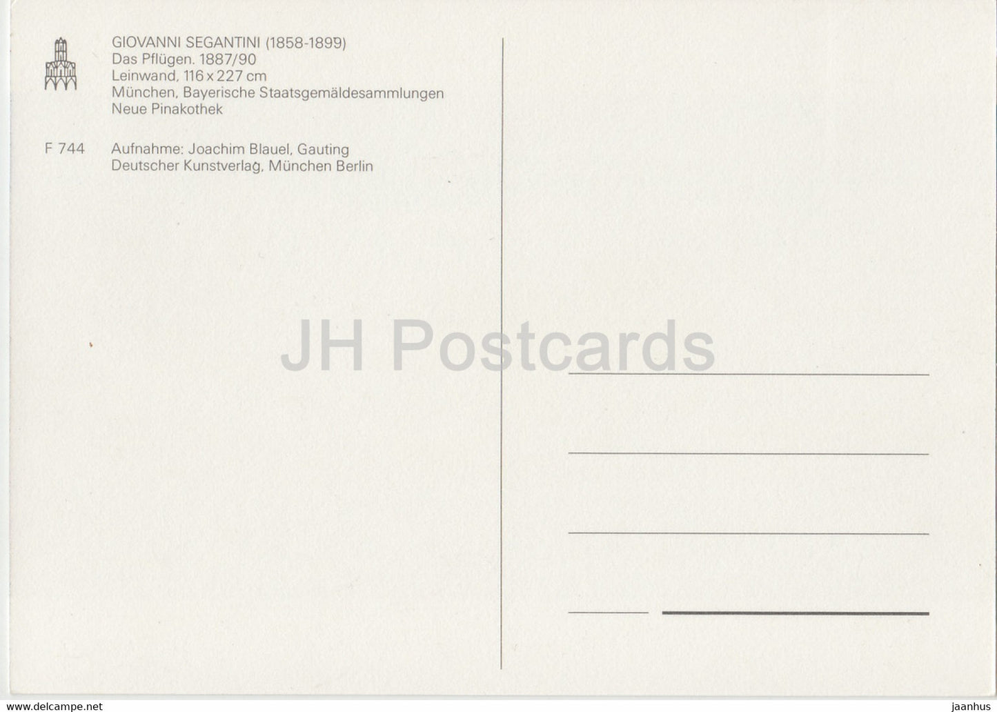 Gemälde von Giovanni Segantini – Das Pflugen – Der Pflug – Pferd – italienische Kunst – Deutschland – unbenutzt