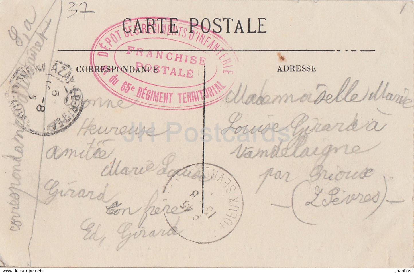 Azay Le Rideau - Chateau National - Facade Principale - Franchise Postale - Regiment - 27 - old postcard - France - used