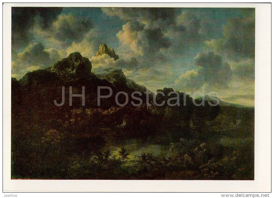 painting by Jacob van Ruisdael - Mountainous Landscape - Dutch art - 1983 - Russia USSR - unused - JH Postcards