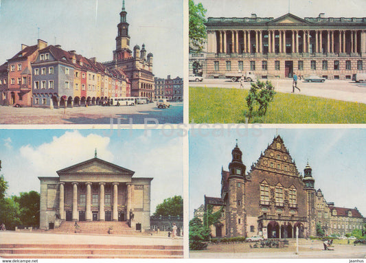 Poznan - Old Market - Opera House - library - collegium - multiview - 1972 - Poland - used - JH Postcards