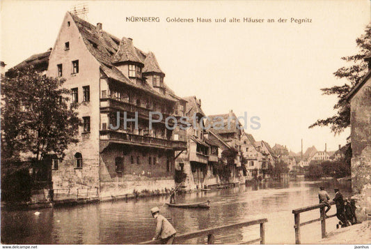 Nurnberg - Nuremberg - Goldenes Haus und alte Hauser an der Pegnitz - 2277 - old postcard - Germany - unused - JH Postcards
