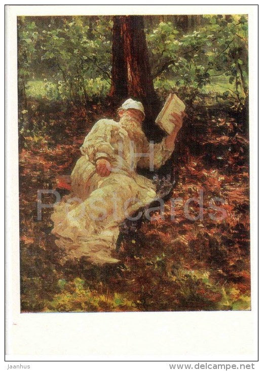 painting by I. Repin - Writer Leo Tolstoy in the Woods , 1908 - russian art - unused - JH Postcards