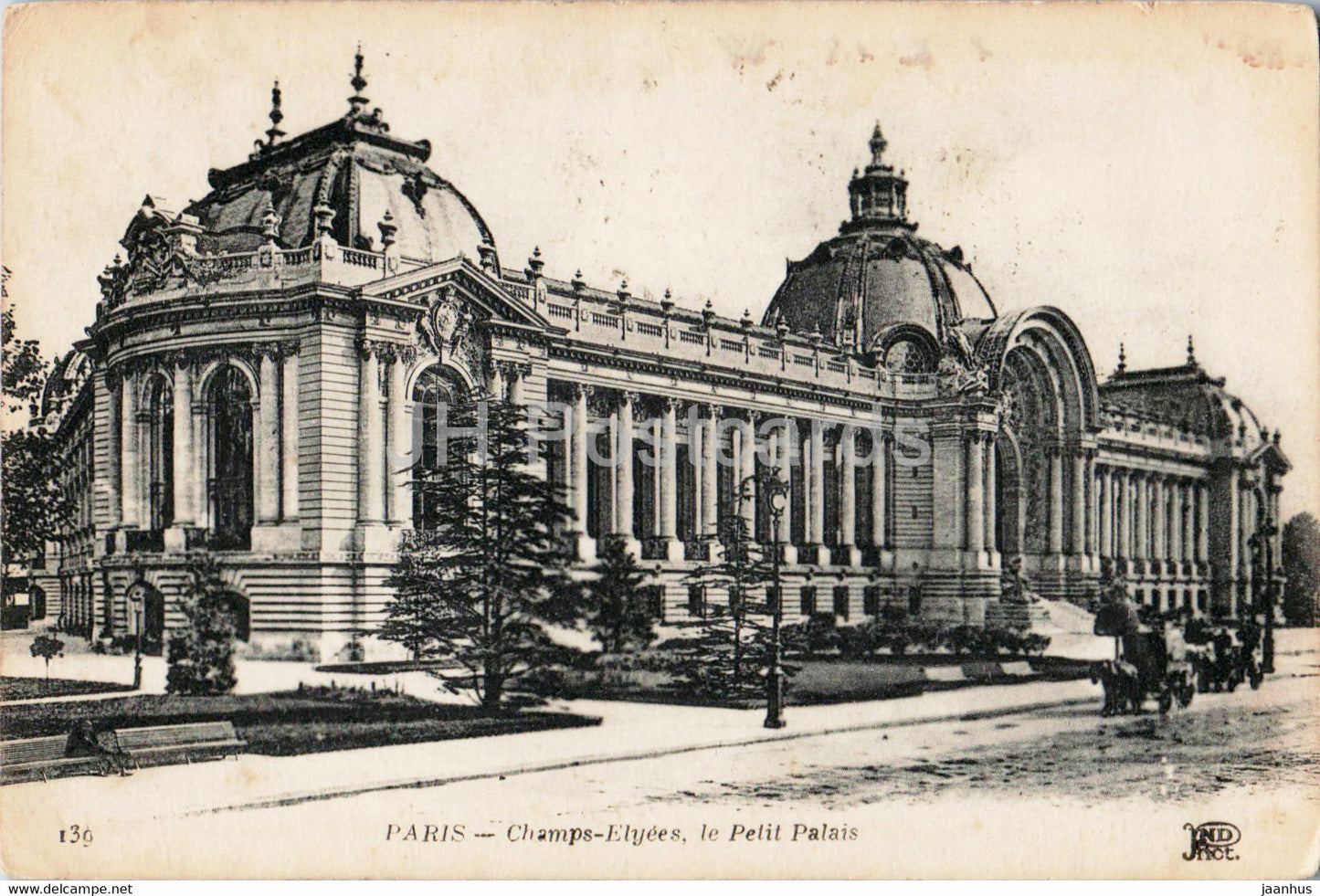 Paris - Champs Elysees - Le Petit Palais - 139 - old postcard - France - used - JH Postcards