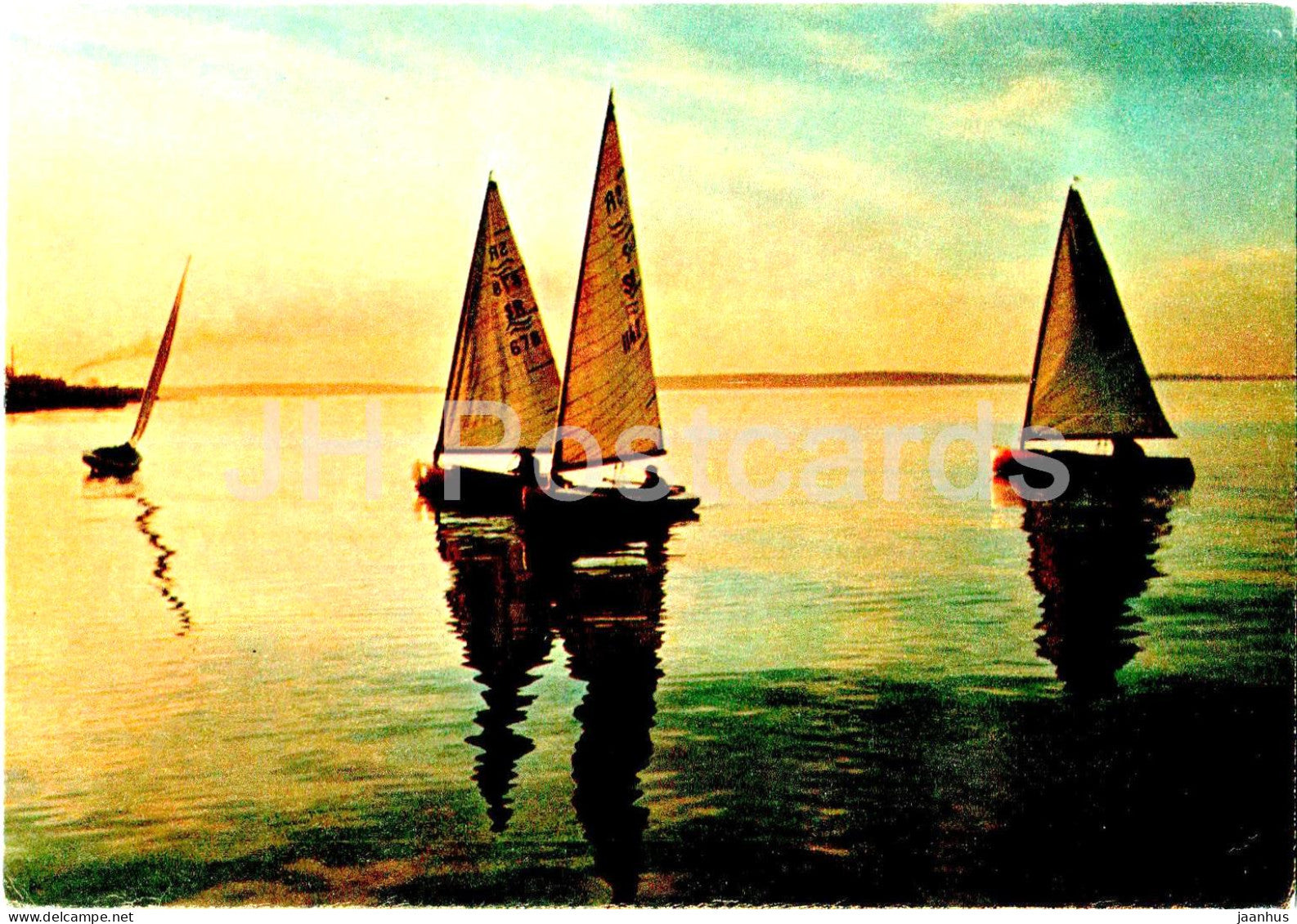 Karelia - Karjala - Yachts on Onega lake - Purjehdusveneita Aanisjarvella - sailing boat - 1965 - Russia USSR - unused - JH Postcards