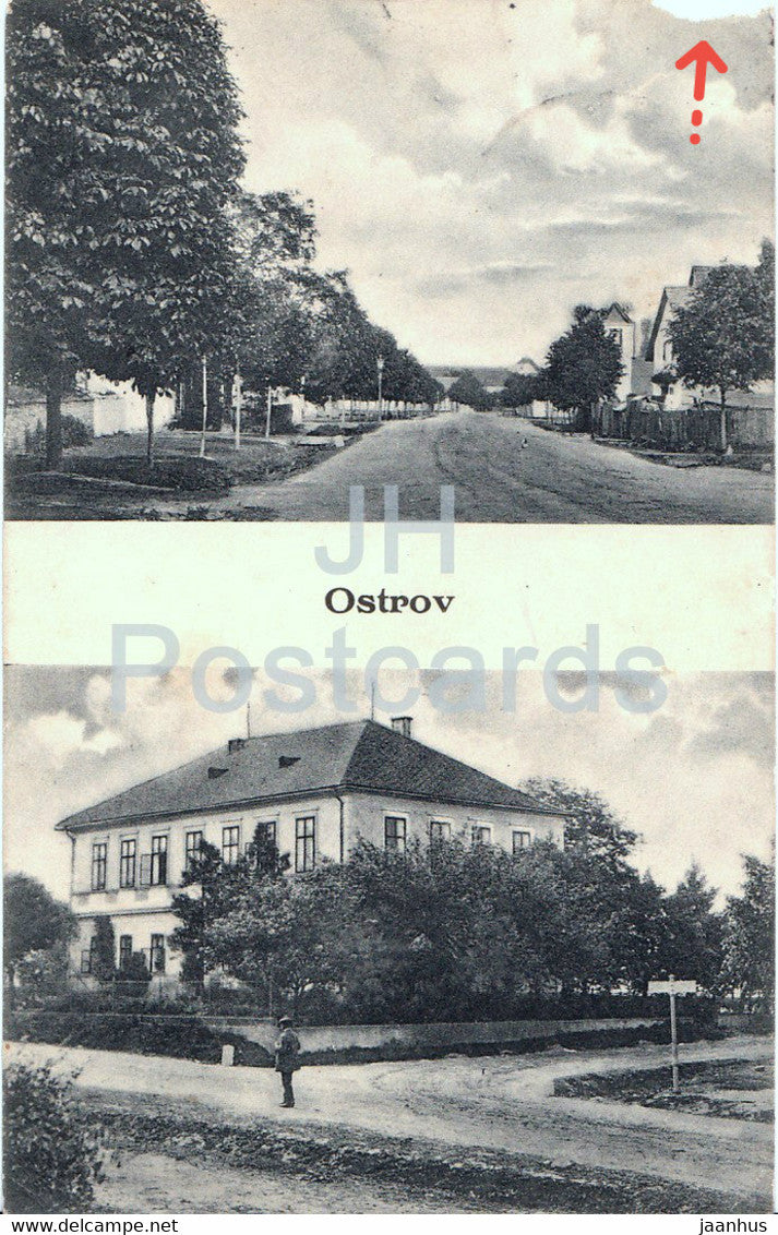 Ostrov - old postcard - Czech Republic - used - JH Postcards