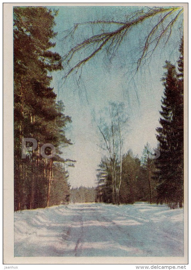 Moscow suburbs - winter road - 1964 - Russia USSR - unused - JH Postcards