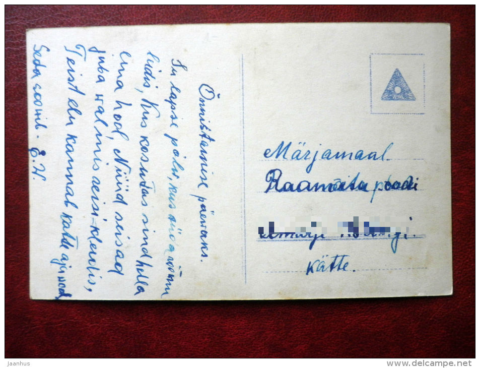 lady with book - HB 9243/3 - old postcard - circulated in Estonia - used - JH Postcards