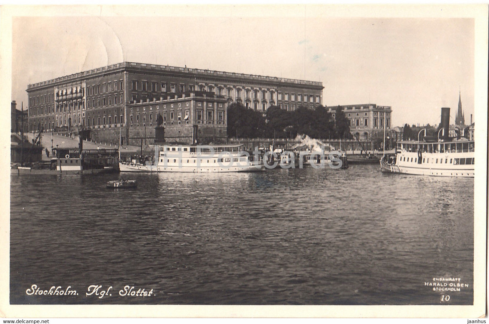Stockholm - Kgl Slottet - castle - steamer boat - old postcard - 1927 - Sweden - used - JH Postcards