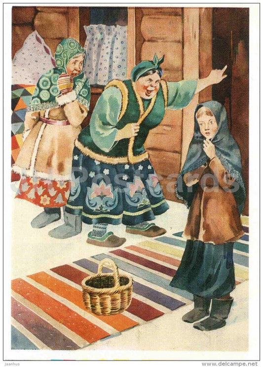 Old Woman - Girl - The Twelve Months - russian fairy tale by S. Marshak - 1985 - Russia USSR - unused - JH Postcards