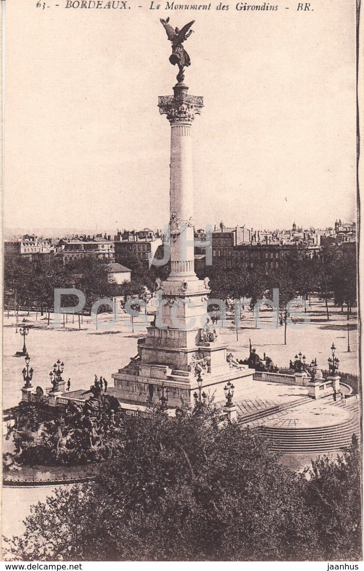 Bordeaux - Monument des Girondins - 63 - old postcard - France - unused