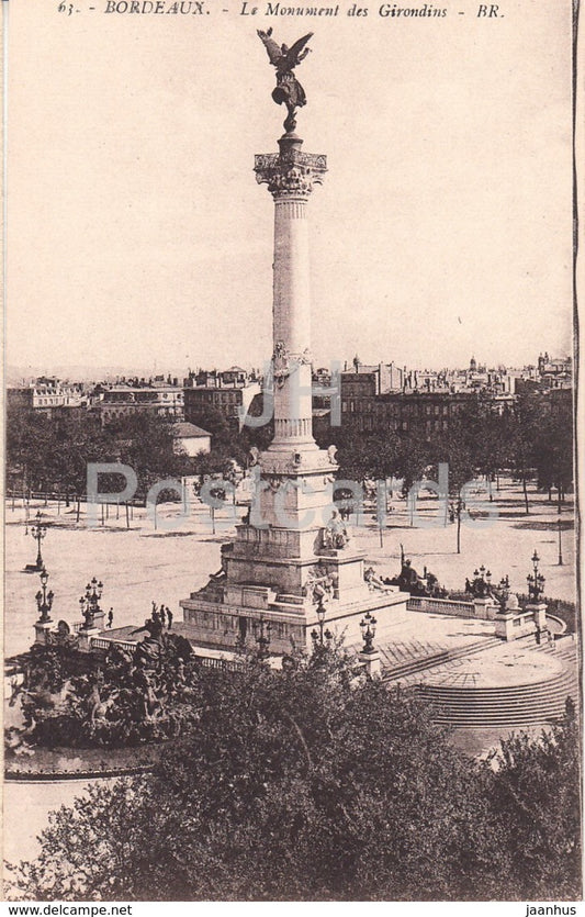 Bordeaux - Monument des Girondins - 63 - old postcard - France - unused