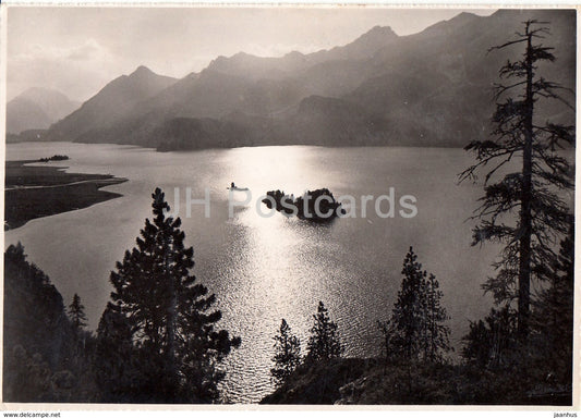 Abend am Silsersee - Gegenuber die Malojastrasse und Piz Longhin - 1952 - Switzerland - used - JH Postcards