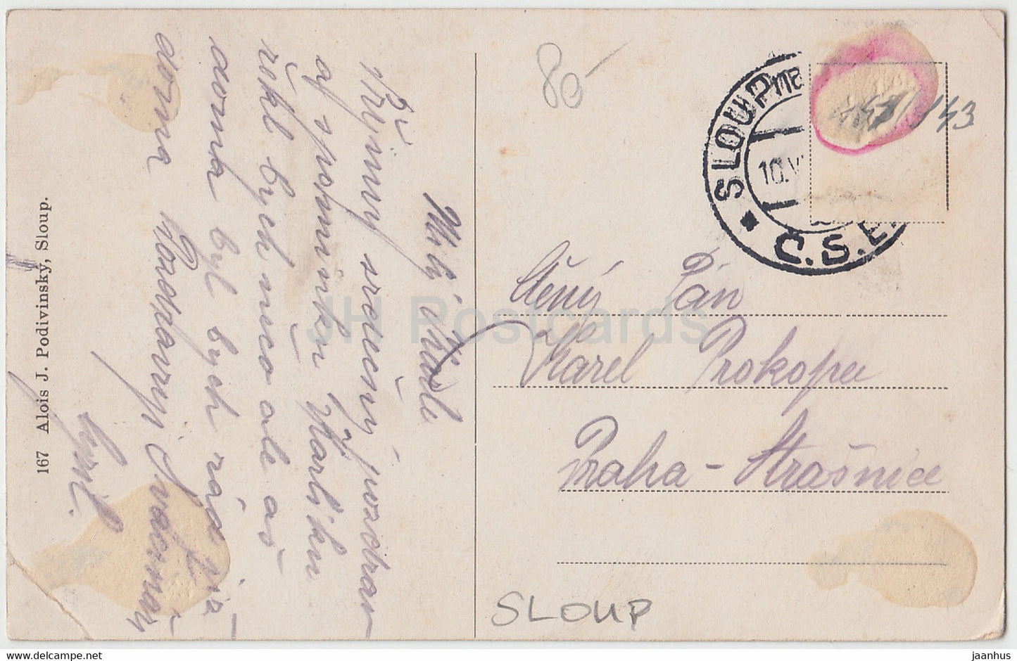 Stred Mor Krasu - Sloup - alte Postkarte - Tschechische Republik - gebraucht