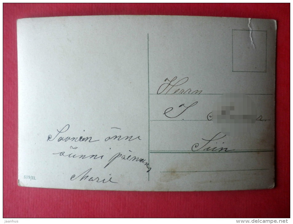 man and woman - couple - cook - waitress - 619/II - circulated in Estonia - JH Postcards