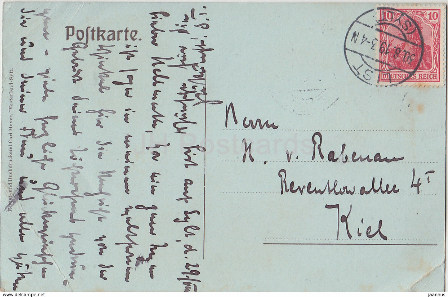 Nordseebad Sylt - Brandung - old postcard - 1919 - Germany - used