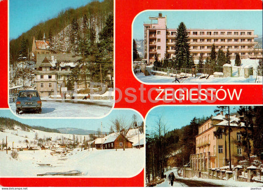 Zegiestow - sanatoria Zegotka Wiktor - Krajobraz - landscape - sanatorium - car - multiview - Poland - unused - JH Postcards