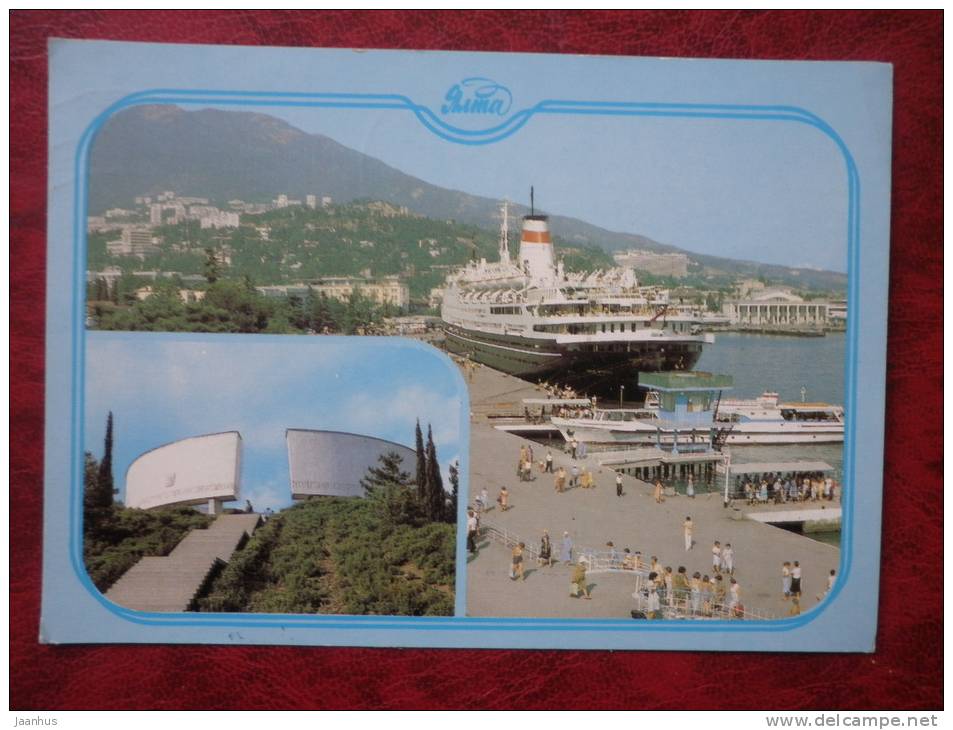 Krym, Crimea - Jalta, Yalta - seaport, the hill of Fame - sent to Estonia - 1987 - Ukraine - USSR - used - JH Postcards