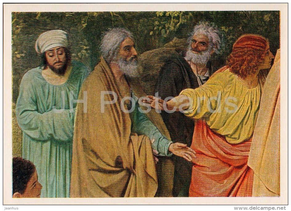 painting by A. Ivanov - Christ Phenomenon , 1837-57 , fragment - old men - Russian art - 1956 - Russia USSR - unused - JH Postcards