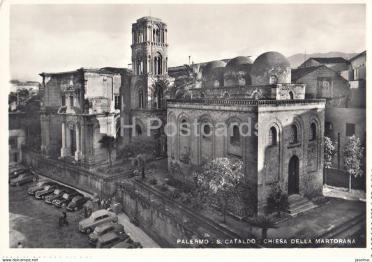 Palermo - S Cataldo - Chiesa Della Martorana - church - old cars - old postcard - Italy - Italia - unused - JH Postcards