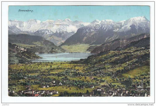 Blick auf Vierwaldstättersee u. Alpen - Sonnenberg - Switzerland - 4249 - old postcard - unused - JH Postcards