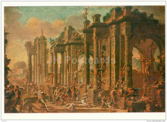 painting by Alessandro Magnasco (Lissandrino) - Bacchanalia , 1710s - italian art - Russia USSR - unused - JH Postcards