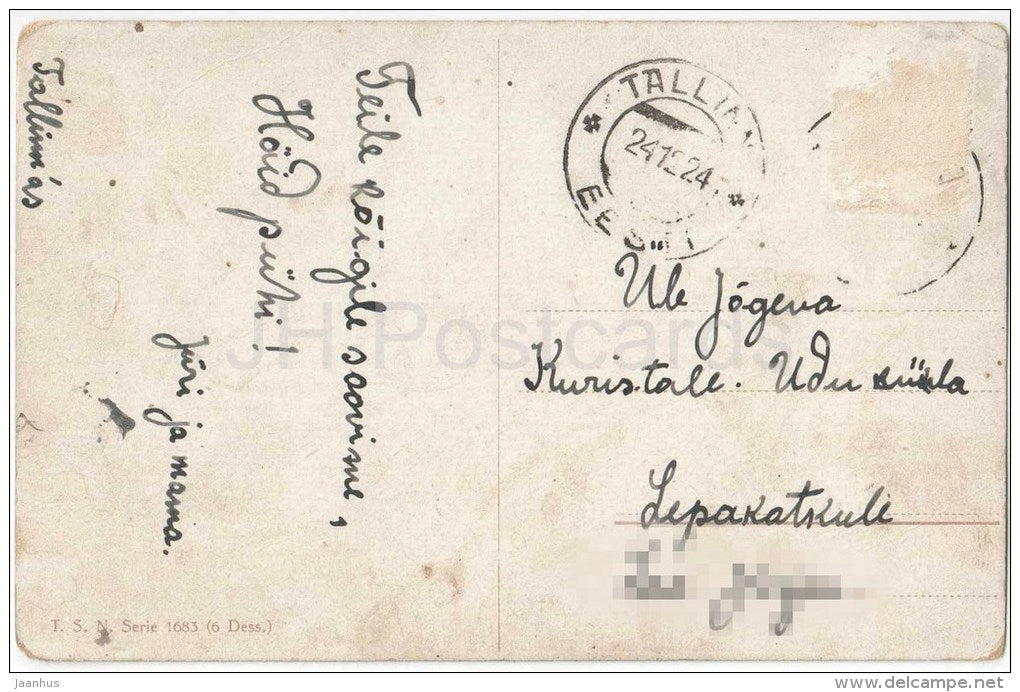 illustration by Arthur Thiele - playing football - goalkeeper - T.S.N. Serie 1683 - circulated in Estonia Tallinn 1924 - JH Postcards