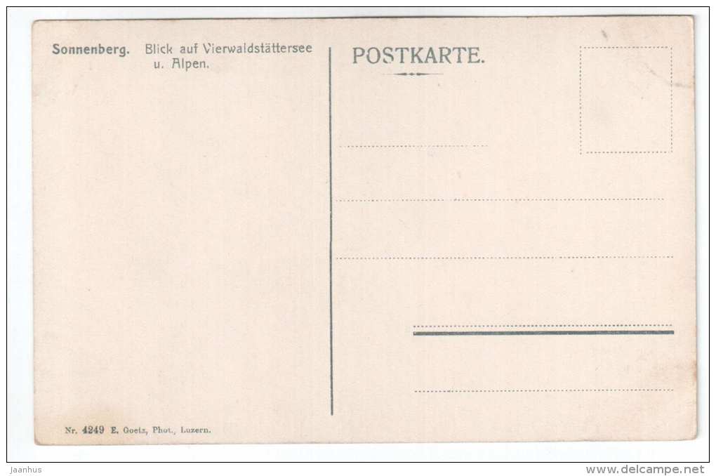 Blick auf Vierwaldstättersee u. Alpen - Sonnenberg - Switzerland - 4249 - old postcard - unused - JH Postcards
