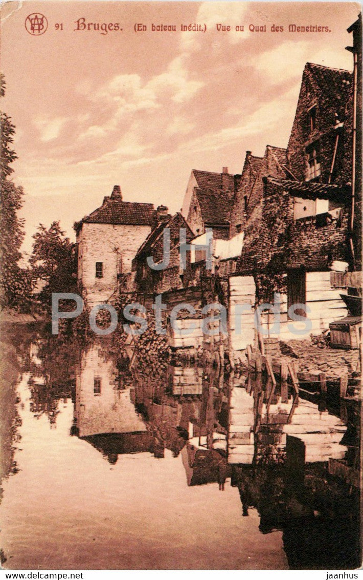 Bruges - Brugge - Vue au Quai des Menetriers - 91 - old postcard - Belgium - unused - JH Postcards